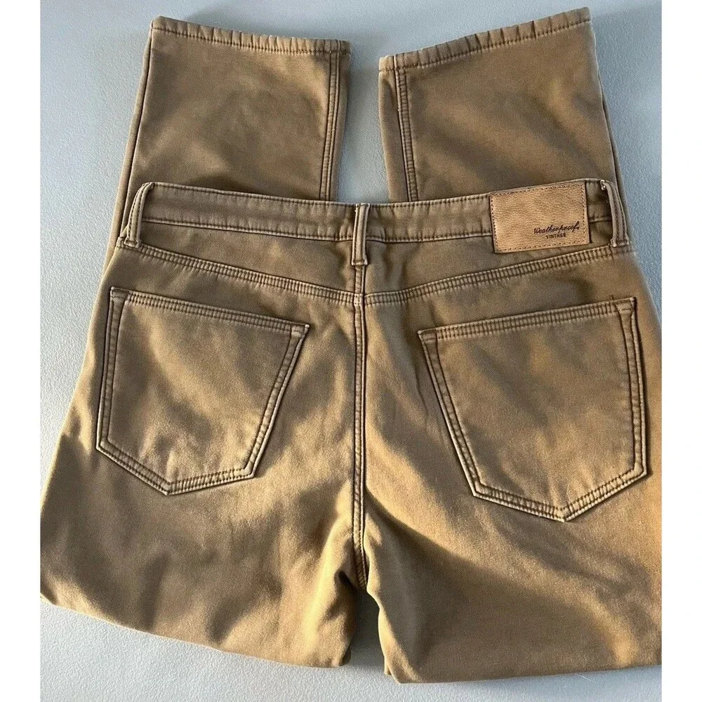Weatherproof Vintage Mens Fleece Lined Canvas Utility Pants Sz 36x30 Brown
